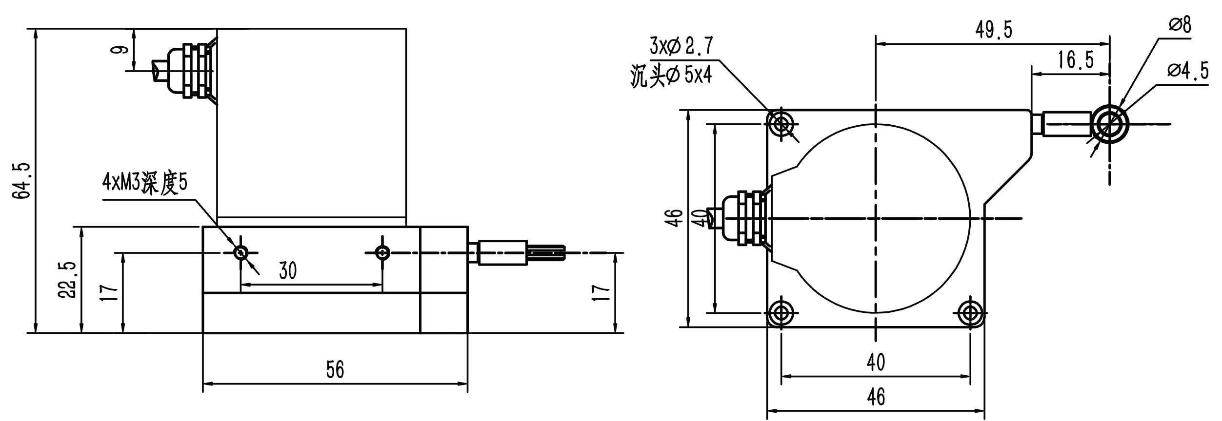 短距直線通用位移傳(chuan) 感器GMS(K)125-I