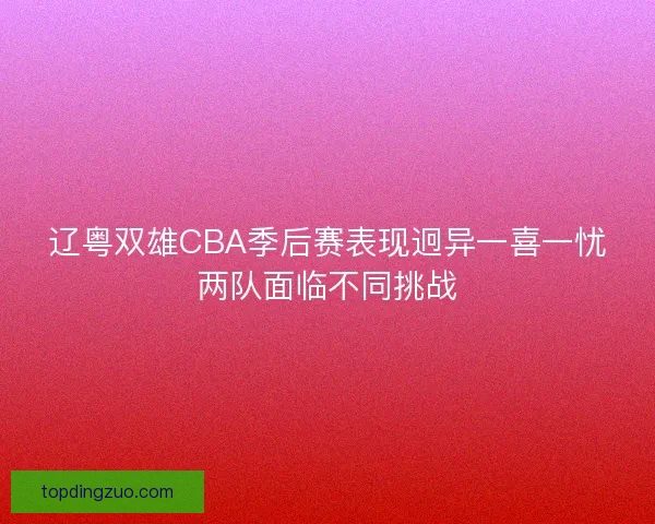 辽粤双雄CBA季后赛表现迥异一喜一忧两队面临不同挑战