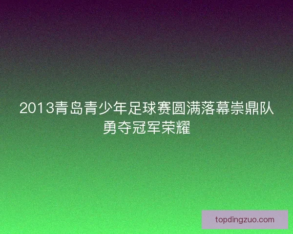 2013青岛青少年足球赛圆满落幕崇鼎队勇夺冠军荣耀