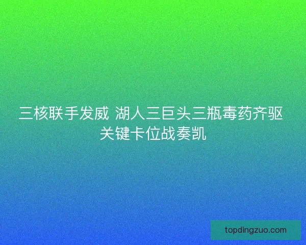 三核联手发威 湖人三巨头三瓶毒药齐驱 关键卡位战奏凯