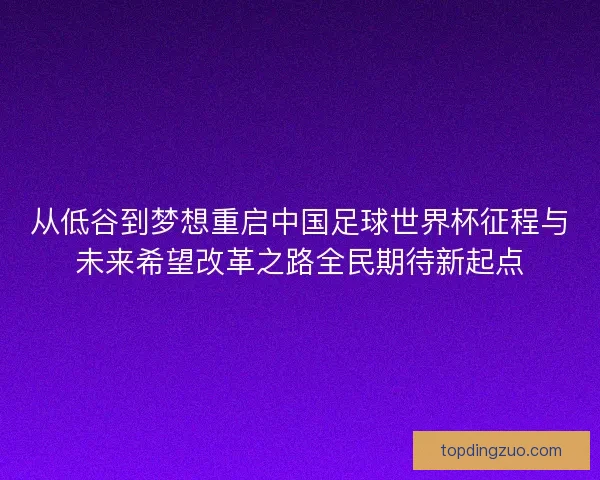 从低谷到梦想重启中国足球世界杯征程与未来希望改革之路全民期待新起点