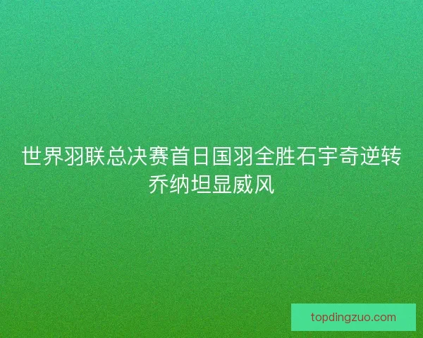 世界羽联总决赛首日国羽全胜石宇奇逆转乔纳坦显威风
