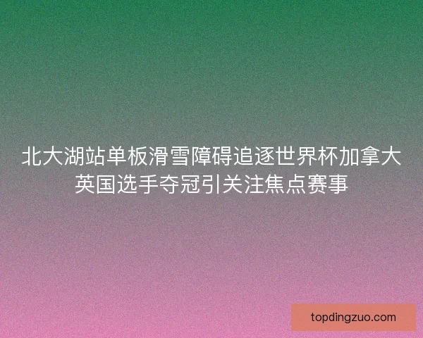 北大湖站单板滑雪障碍追逐世界杯加拿大英国选手夺冠引关注焦点赛事