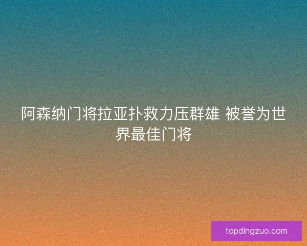 阿森纳门将拉亚扑救力压群雄 被誉为世界最佳门将