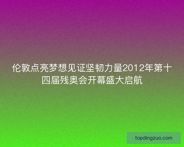 伦敦点亮梦想见证坚韧力量2012年第十四届残奥会开幕盛大启航